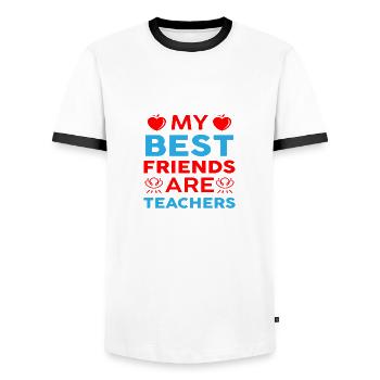 My Best Friends are Teachers - Men's Ringer Shirt - white/black - Front - AI Model Female 172 light (172cm) & AI Model Male 178 dark (178cm)