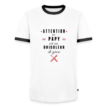 attention ce papy est un bricoleur de génie - T-shirt contrasté Homme - blanc/noir - Devant - AI Model Female 172 light (172cm) & AI Model Male 178 dark (178cm)