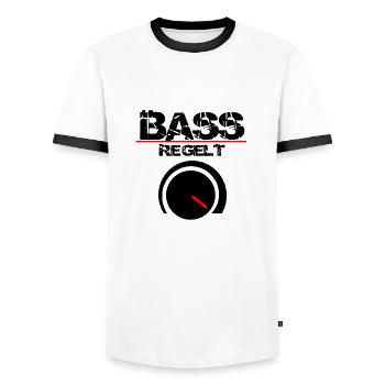 Bass regelt - Männer Kontrast-T-Shirt - Weiß/Schwarz - Vorne - AI Model Female 172 light (172cm) & AI Model Male 178 dark (178cm)