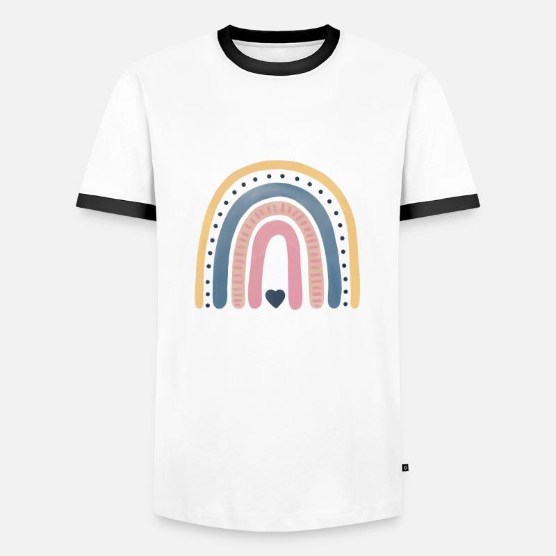 Regenbogen mit Herz - Männer Kontrast-T-Shirt - Weiß/Schwarz