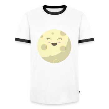Douce Lune Kawaii - T-shirt contrasté Homme - blanc/noir - Devant - AI Model Female 172 light (172cm) & AI Model Male 178 dark (178cm)