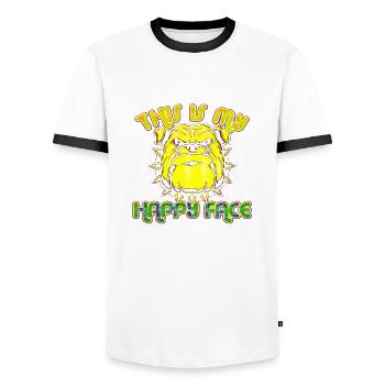 Visage en colère visage en colère chien suédois suédois en colère - T-shirt contrasté Homme - blanc/noir - Devant - AI Model Female 172 light (172cm) & AI Model Male 178 dark (178cm)