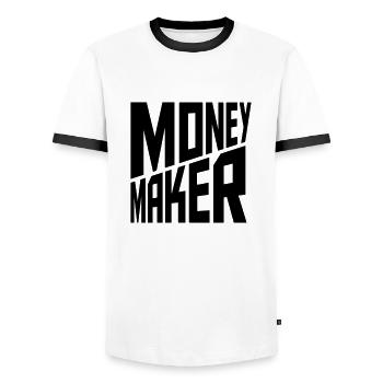 Money Maker Successful Logo - Men's Ringer Shirt - white/black - Front - AI Model Female 172 light (172cm) & AI Model Male 178 dark (178cm)