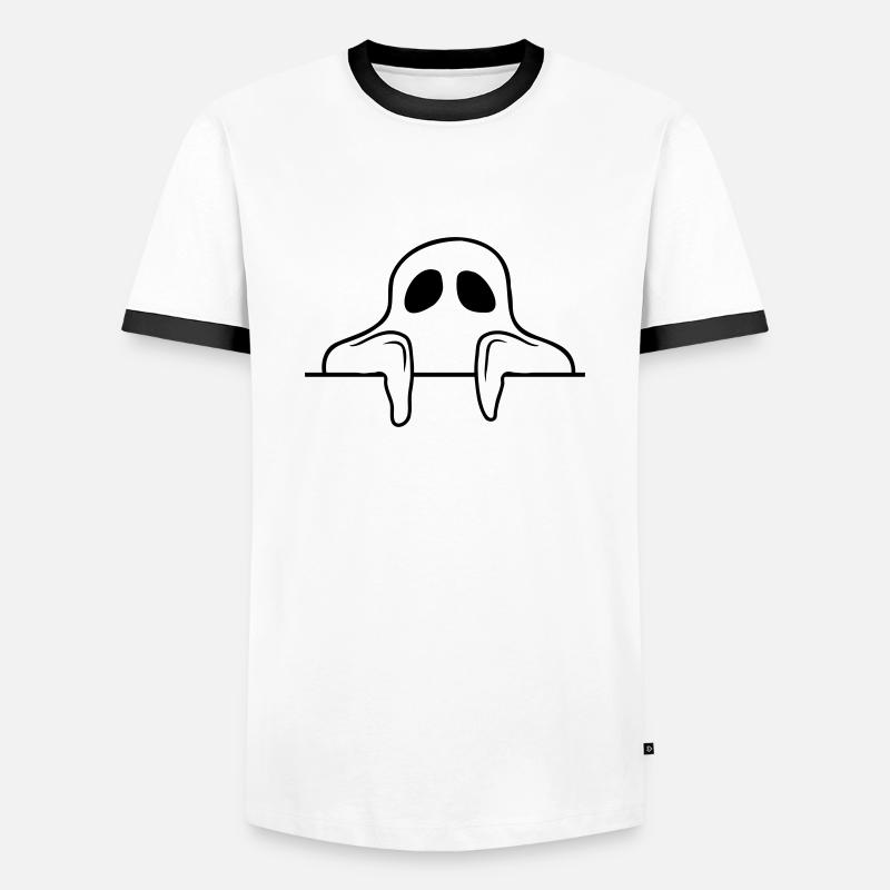 Comic Geist hinter Mauer - Männer Kontrast-T-Shirt - Weiß/Schwarz