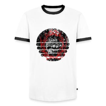 Zuckerschädel und Feuer - Männer Kontrast-T-Shirt - Weiß/Schwarz - Vorne - AI Model Female 172 light (172cm) & AI Model Male 178 dark (178cm)