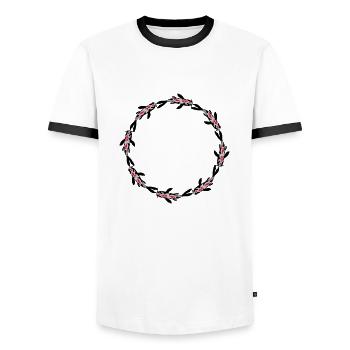 Comté de Koi Fish Nishikigoi - T-shirt contrasté Homme - blanc/noir - Devant - AI Model Female 172 light (172cm) & AI Model Male 178 dark (178cm)