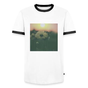 Beautiful Spring wildflowers at dusk - Men's Ringer Shirt - white/black - Front - AI Model Female 172 light (172cm) & AI Model Male 178 dark (178cm)