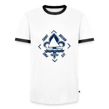 Saint Brevin les Pins Bretagne Vendée France - Men's Ringer Shirt - white/black - Front - AI Model Female 172 light (172cm) & AI Model Male 178 dark (178cm)