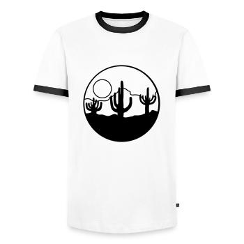 Nature Sun Desert Landscape - Men's Ringer Shirt - white/black - Front - AI Model Female 172 light (172cm) & AI Model Male 178 dark (178cm)