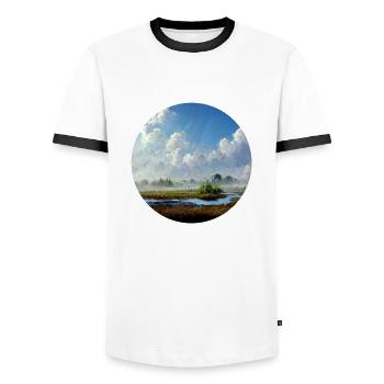 Le paradis dans le pays - T-shirt contrasté Homme - blanc/noir - Devant - AI Model Female 172 light (172cm) & AI Model Male 178 dark (178cm)