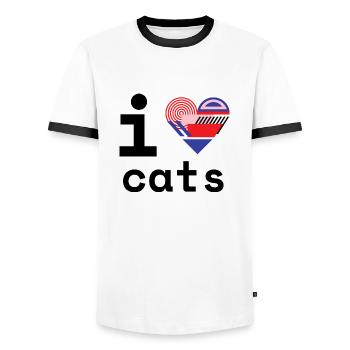 I Love cats! - Männer Kontrast-T-Shirt - Weiß/Schwarz - Vorne - AI Model Female 172 light (172cm) & AI Model Male 178 dark (178cm)
