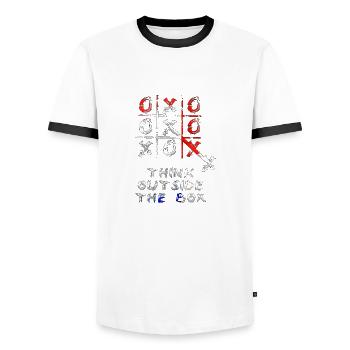 Think outside the box positive thoughts happy - Men's Ringer Shirt - white/black - Front - AI Model Female 172 light (172cm) & AI Model Male 178 dark (178cm)