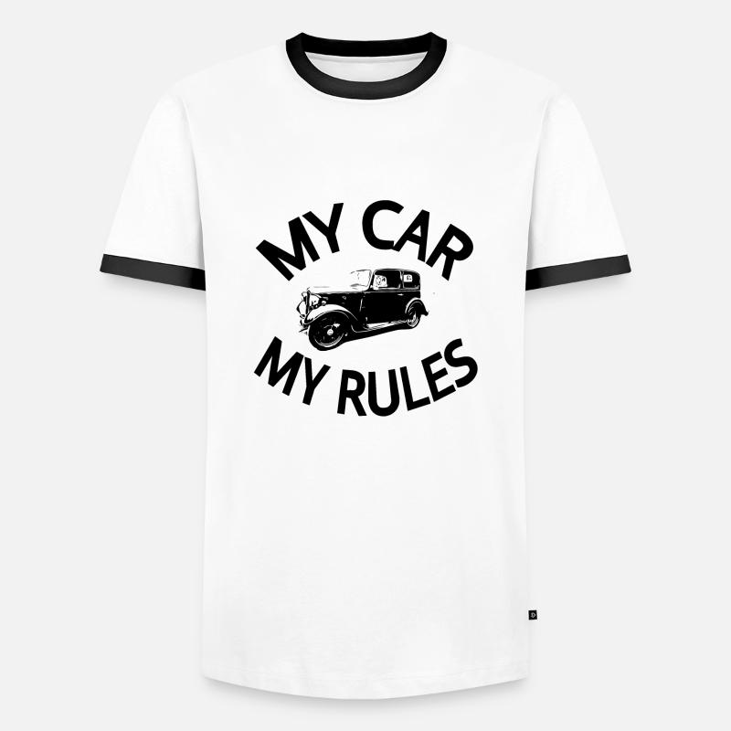 Auto - Männer Kontrast-T-Shirt - Weiß/Schwarz
