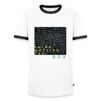 Think outside the box positive thoughts happy - Men's Ringer Shirt - white/black - Front - AI Model Female 172 light (172cm) & AI Model Male 178 dark (178cm)