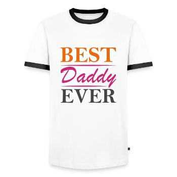 Best Daddy Ever - Men's Ringer Shirt - white/black - Front - AI Model Female 172 light (172cm) & AI Model Male 178 dark (178cm)
