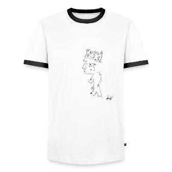 Walking First - Männer Kontrast-T-Shirt - Weiß/Schwarz - Vorne - AI Model Female 172 light (172cm) & AI Model Male 178 dark (178cm)
