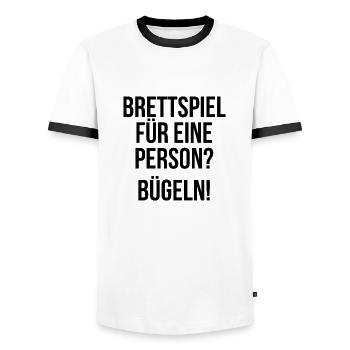 Brettspiel für eine Person Bügeln - Männer Kontrast-T-Shirt - Weiß/Schwarz - Vorne - AI Model Female 172 light (172cm) & AI Model Male 178 dark (178cm)