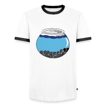 aquarium fisch weg wasser goldfisch glas geschenk - Männer Kontrast-T-Shirt - Weiß/Schwarz - Vorne - AI Model Female 172 light (172cm) & AI Model Male 178 dark (178cm)
