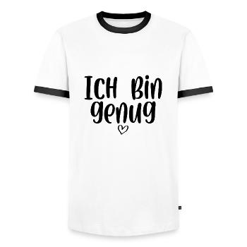 Ich bin genug - Männer Kontrast-T-Shirt - Weiß/Schwarz - Vorne - AI Model Female 172 light (172cm) & AI Model Male 178 dark (178cm)