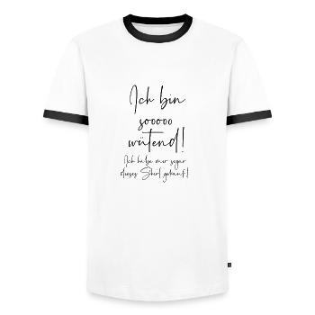 Ich bin wütend habe mir sogar dieses Shirt gekauft - Männer Kontrast-T-Shirt - Weiß/Schwarz - Vorne - AI Model Female 172 light (172cm) & AI Model Male 178 dark (178cm)