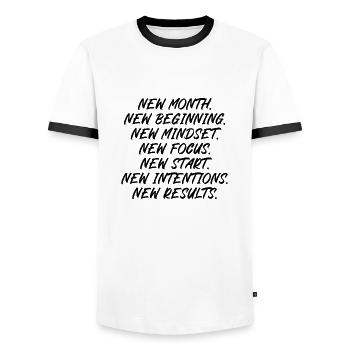 New month beginning mindset focus start - Männer Kontrast-T-Shirt - Weiß/Schwarz - Vorne - AI Model Female 172 light (172cm) & AI Model Male 178 dark (178cm)