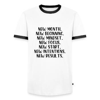 New month beginning mindset focus start - Männer Kontrast-T-Shirt - Weiß/Schwarz - Vorne - AI Model Female 172 light (172cm) & AI Model Male 178 dark (178cm)