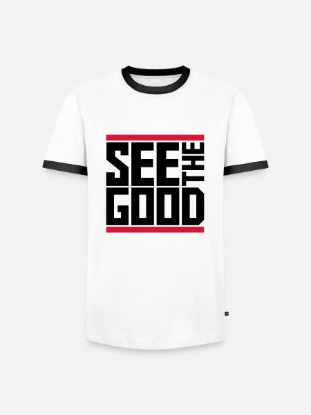see the good quote - Men's Ringer Shirt - white/black