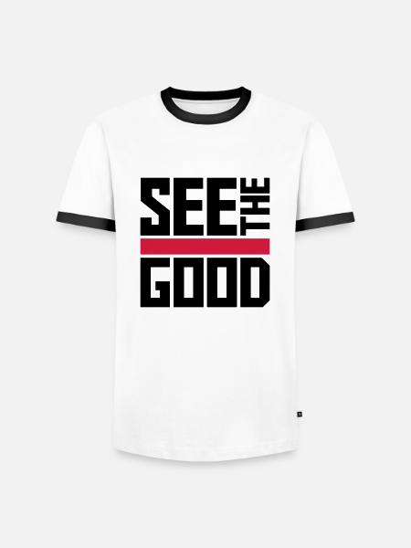 see the good quote - Men's Ringer Shirt - white/black
