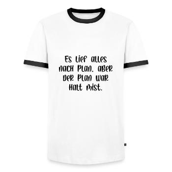 Es lief alles nach Plan aber der Plan war Mist - Männer Kontrast-T-Shirt - Weiß/Schwarz - Vorne - AI Model Female 172 light (172cm) & AI Model Male 178 dark (178cm)