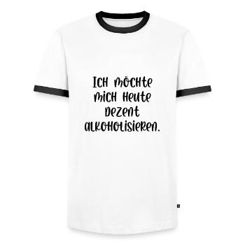 Ich möchte mich heute dezent alkoholisieren - Männer Kontrast-T-Shirt - Weiß/Schwarz - Vorne - AI Model Female 172 light (172cm) & AI Model Male 178 dark (178cm)