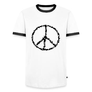 Peace Drawn Drawing Designer Vector - Men's Ringer Shirt - white/black - Front - AI Model Female 172 light (172cm) & AI Model Male 178 dark (178cm)