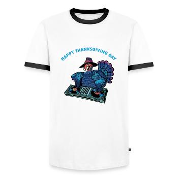 Happy Thanksgiving Day - Men's Ringer Shirt - white/black - Front - AI Model Female 172 light (172cm) & AI Model Male 178 dark (178cm)