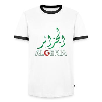 I love Algeria - Men's Ringer Shirt - white/black - Front - AI Model Female 172 light (172cm) & AI Model Male 178 dark (178cm)