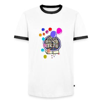 Machine à billes en apesanteur - T-shirt contrasté Homme - blanc/noir - Devant - AI Model Female 172 light (172cm) & AI Model Male 178 dark (178cm)
