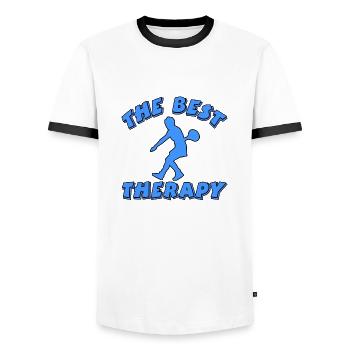 Tennis - Men's Ringer Shirt - white/black - Front - AI Model Female 172 light (172cm) & AI Model Male 178 dark (178cm)