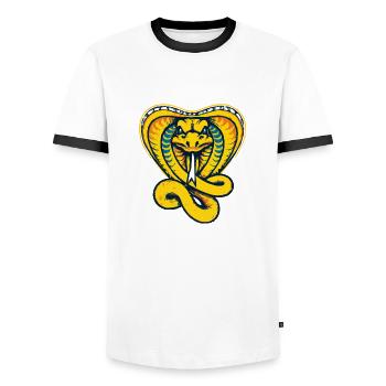 Roi Cobra Serpent / Cobra - T-shirt contrasté Homme - blanc/noir - Devant - AI Model Female 172 light (172cm) & AI Model Male 178 dark (178cm)