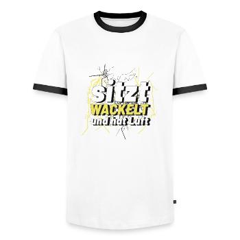 sitzt, wackelt und hat Luft Handwerker Design - Männer Kontrast-T-Shirt - Weiß/Schwarz - Vorne - AI Model Female 172 light (172cm) & AI Model Male 178 dark (178cm)