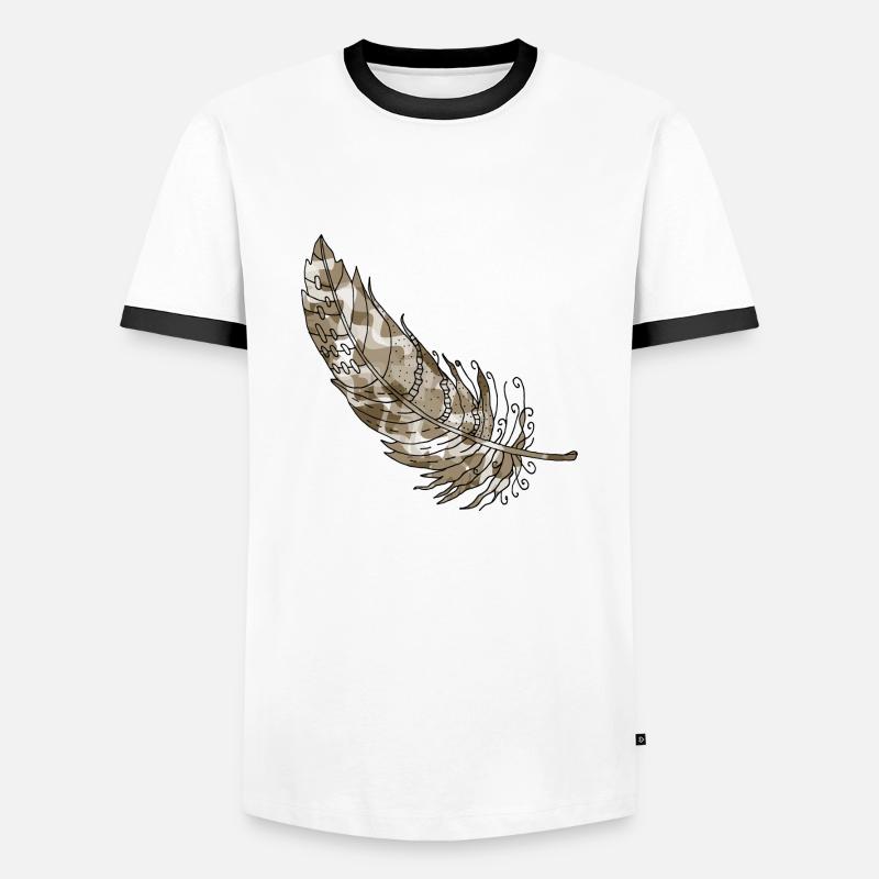 Fjäder - Kontrast-T-shirt herr - vit/svart