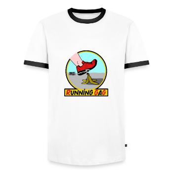 RUNNING GAG ! (footing, jogging, marathon) - T-shirt contrasté Homme - blanc/noir - Devant - AI Model Female 172 light (172cm) & AI Model Male 178 dark (178cm)