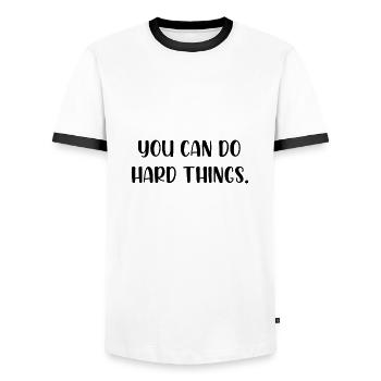 Vous pouvez faire des choses difficiles - T-shirt contrasté Homme - blanc/noir - Devant - AI Model Female 172 light (172cm) & AI Model Male 178 dark (178cm)