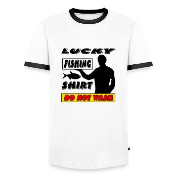 Pêche - T-shirt contrasté Homme - blanc/noir - Devant - AI Model Female 172 light (172cm) & AI Model Male 178 dark (178cm)