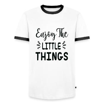 Enjoy the Little Things - Männer Kontrast-T-Shirt - Weiß/Schwarz - Vorne - AI Model Female 172 light (172cm) & AI Model Male 178 dark (178cm)