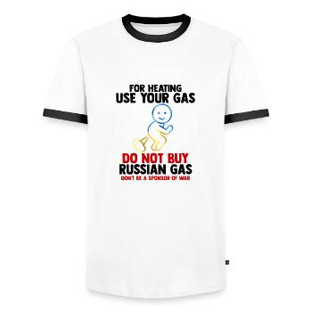 supporter Ukraine drôle n'achetez pas de gaz russe - T-shirt contrasté Homme - blanc/noir - Devant - AI Model Female 172 light (172cm) & AI Model Male 178 dark (178cm)