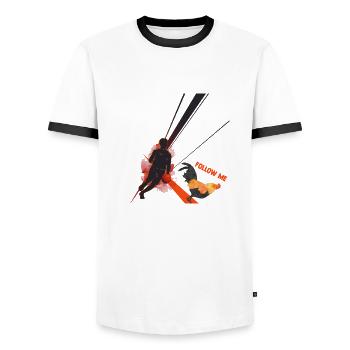 poule basket humour basketteur basketteuse coq - T-shirt contrasté Homme - blanc/noir - Devant - AI Model Female 172 light (172cm) & AI Model Male 178 dark (178cm)