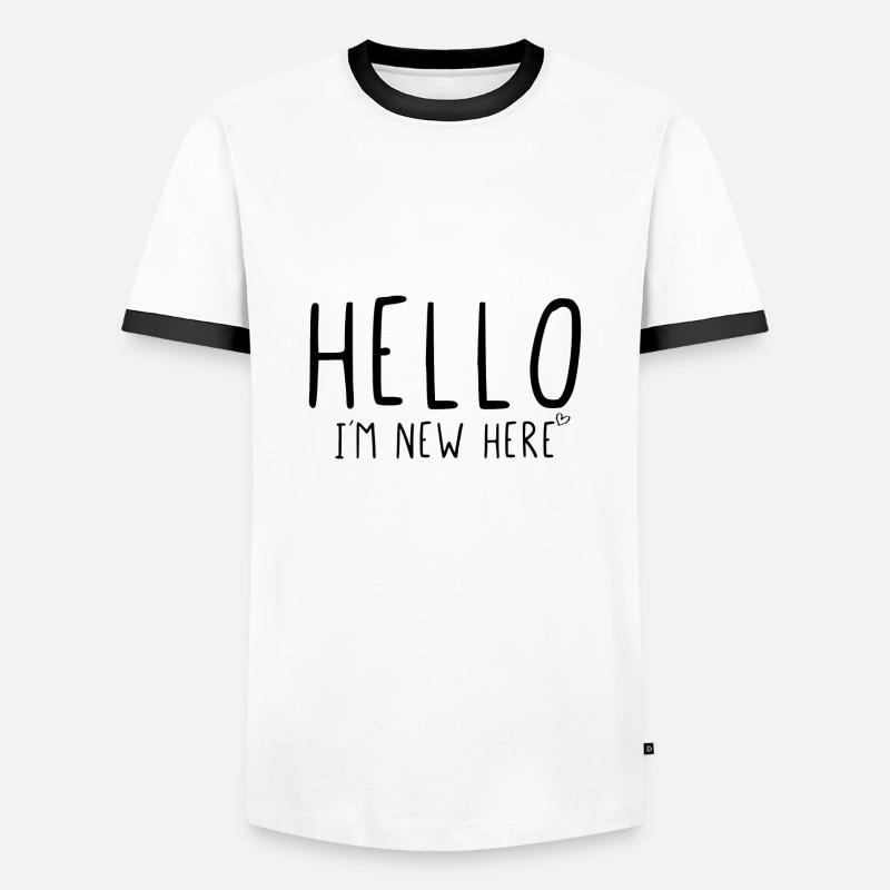 Hello im new here - Men's Ringer Shirt - white/black