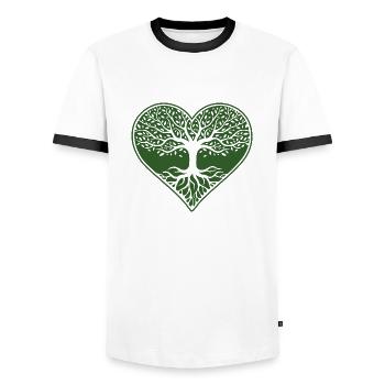 Heart Tree Tree tree of life love nature romantic life - Men's Ringer Shirt - white/black - Front - AI Model Female 172 light (172cm) & AI Model Male 178 dark (178cm)