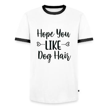 Hope You Like Dog Hair - Men's Ringer Shirt - white/black - Front - AI Model Female 172 light (172cm) & AI Model Male 178 dark (178cm)