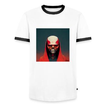 the red demon - T-shirt contrasté Homme - blanc/noir - Devant - AI Model Female 172 light (172cm) & AI Model Male 178 dark (178cm)