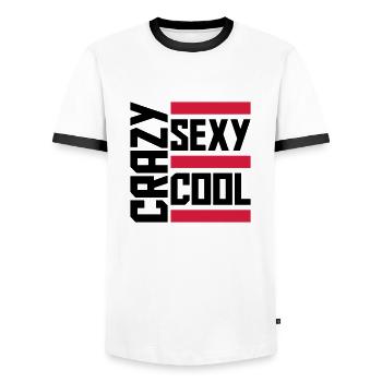 crazy sexy cool Design - Männer Kontrast-T-Shirt - Weiß/Schwarz - Vorne - AI Model Female 172 light (172cm) & AI Model Male 178 dark (178cm)
