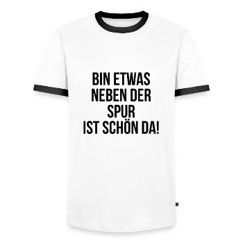 Bin etwas neben der Spur ist schön da - Männer Kontrast-T-Shirt - Weiß/Schwarz - Vorne - AI Model Female 172 light (172cm) & AI Model Male 178 dark (178cm)